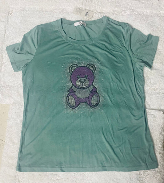 Camiseta verde de algodón Licrado