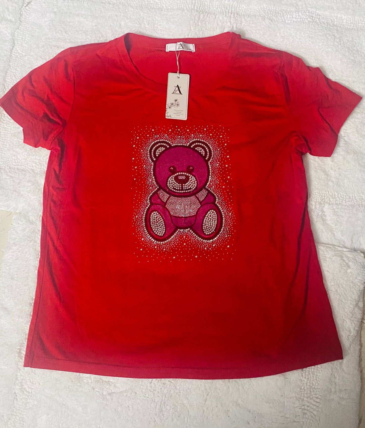 Camiseta osito rojo  de algodón Licrado