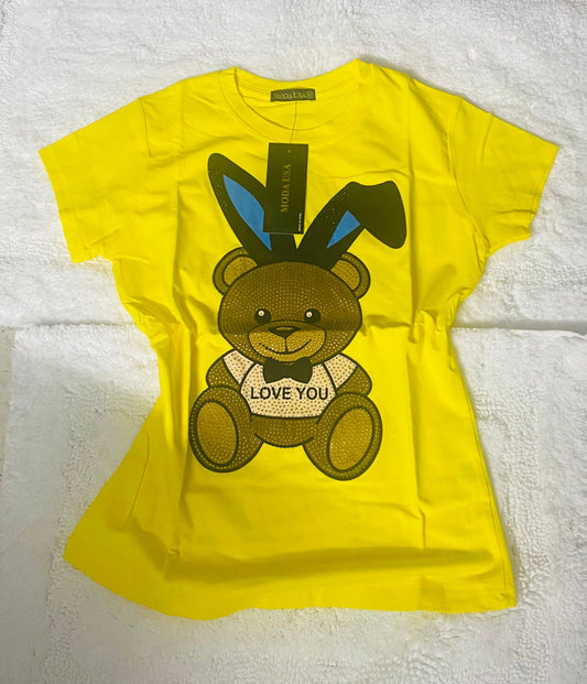 Camiseta Amarilla de algodón Licrado