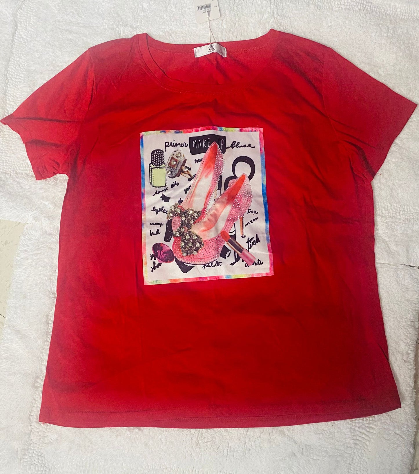 Camiseta tacones rojo  de algodón Licrado