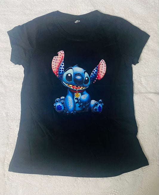 Camiseta negro de algodón Licrado